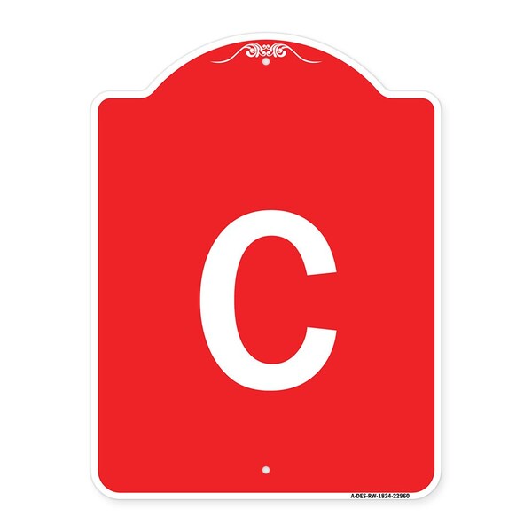 Signmission Designer Series Sign-Sign W/ Letter C, Red & White Aluminum Sign, 18" x 24", RW-1824-22960 A-DES-RW-1824-22960 - main